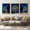 3 stuks Islamitische Posterprint – Ayat al-Kursi Ingelijste Muurdecoratie