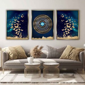 3 stuks Islamitische Posterprint – Ayat al-Kursi Ingelijste Muurdecoratie