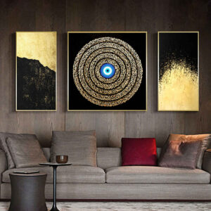 3 stuks Islamitische Posterprint – Ayat al-Kursi Ingelijste Muurdecoratie