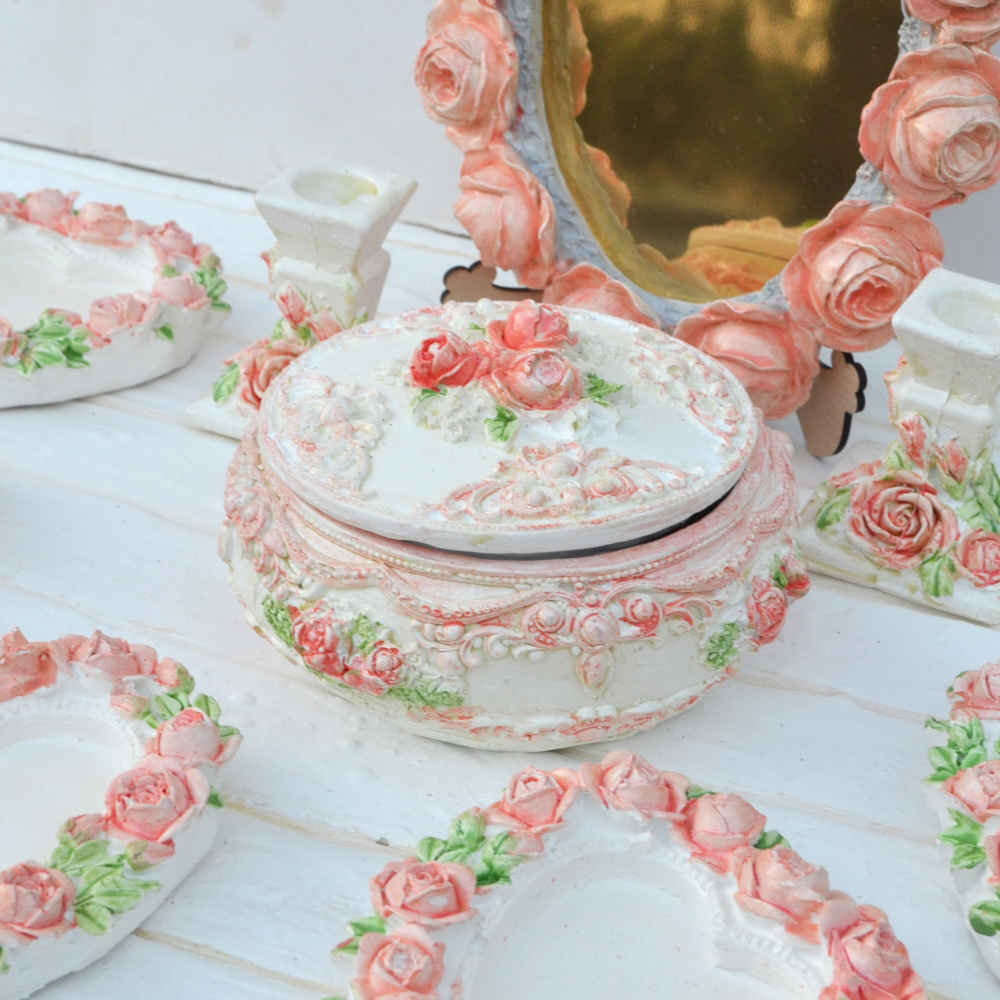 Haft-Sin Schalenset met Spiegel voor Nowruz – Rose Light (10-delig)