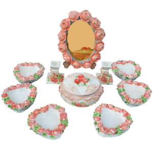 Haft-Sin Schalenset met Spiegel voor Nowruz – Rose Light (10-delig)