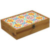 Houten Theedoos met Bloemendesign – Perzisch patroon med vakken