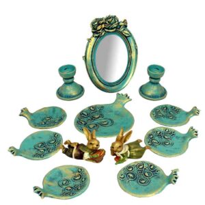 Aardewerk Haftseen Set met Spiegel voor Nowruz – Anar Turkoois