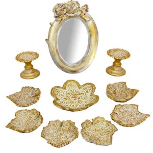 Aardewerk Haftseen Set met Spiegel voor Nowruz – Barg Goud