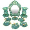 Aardewerk Haftseen Set met Spiegel voor Nowruz – Birds Turkoois