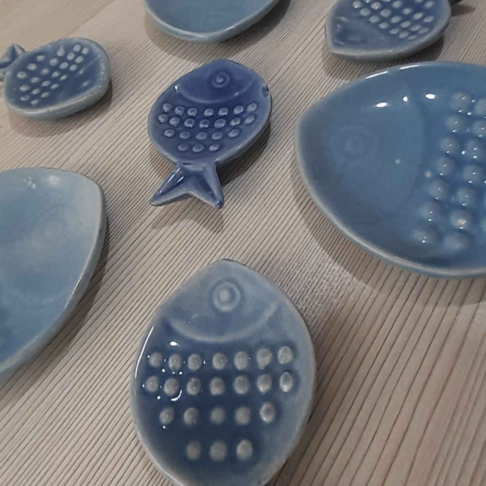 Aardewerken Haftseen Set Schalen voor Nowruz – Blauwe Vis