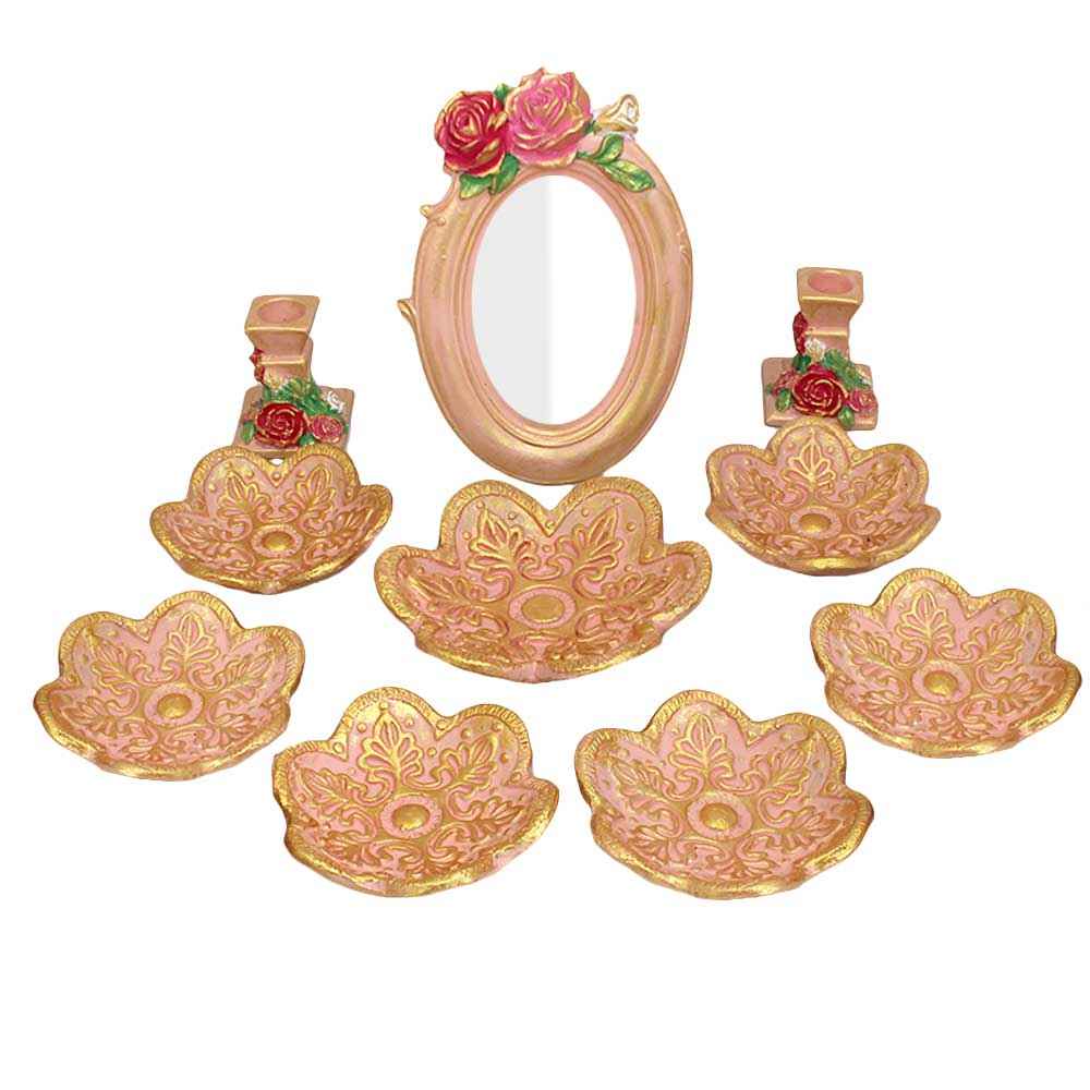 Aardewerk Haftseen Set met Spiegel voor Nowruz – Parva Roze