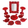 Aardewerk Haftseen Set met Spiegel voor Nowruz – Pomegranate Rood