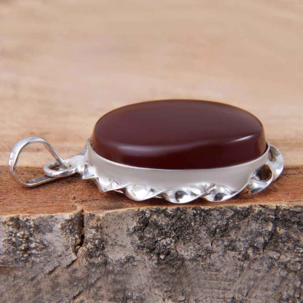 Perzische Zilveren Hanger Klassieke Stijl met Agaat Edelsteen Taraneh