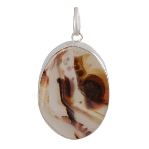 Perzische Zilveren Hanger Klassieke Stijl met Dendritische Edelsteen Shajar