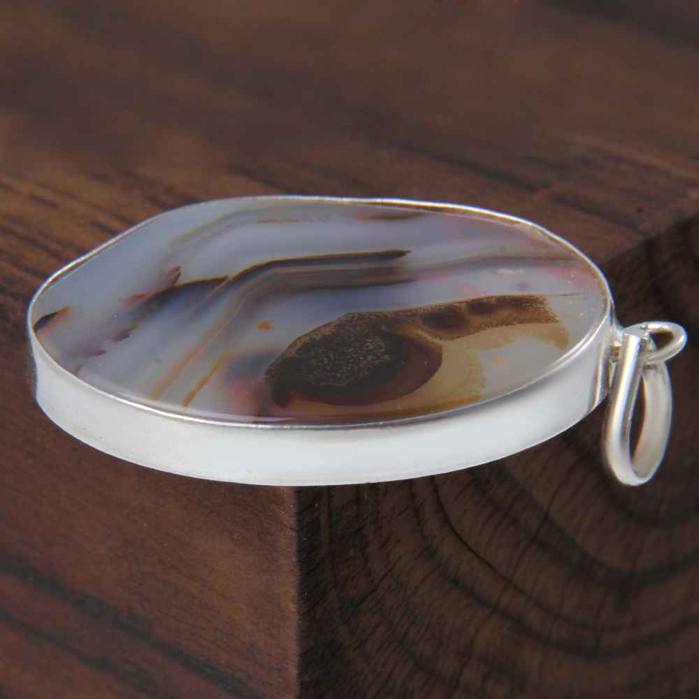 Perzische Zilveren Hanger Klassieke Stijl met Dendritische Edelsteen Shajar