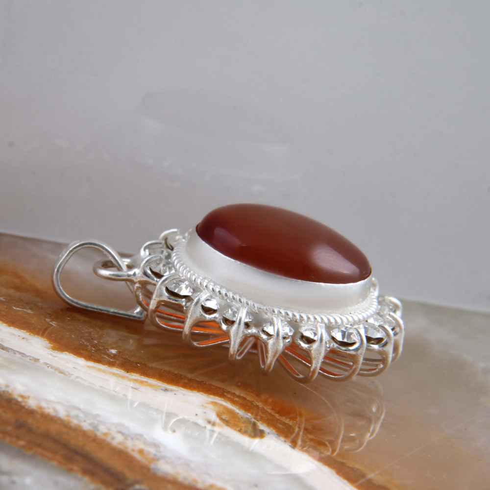 Perzische Zilveren Hanger Klassieke Stijl met Jemenitische Aqeeq Edelsteen Sima
