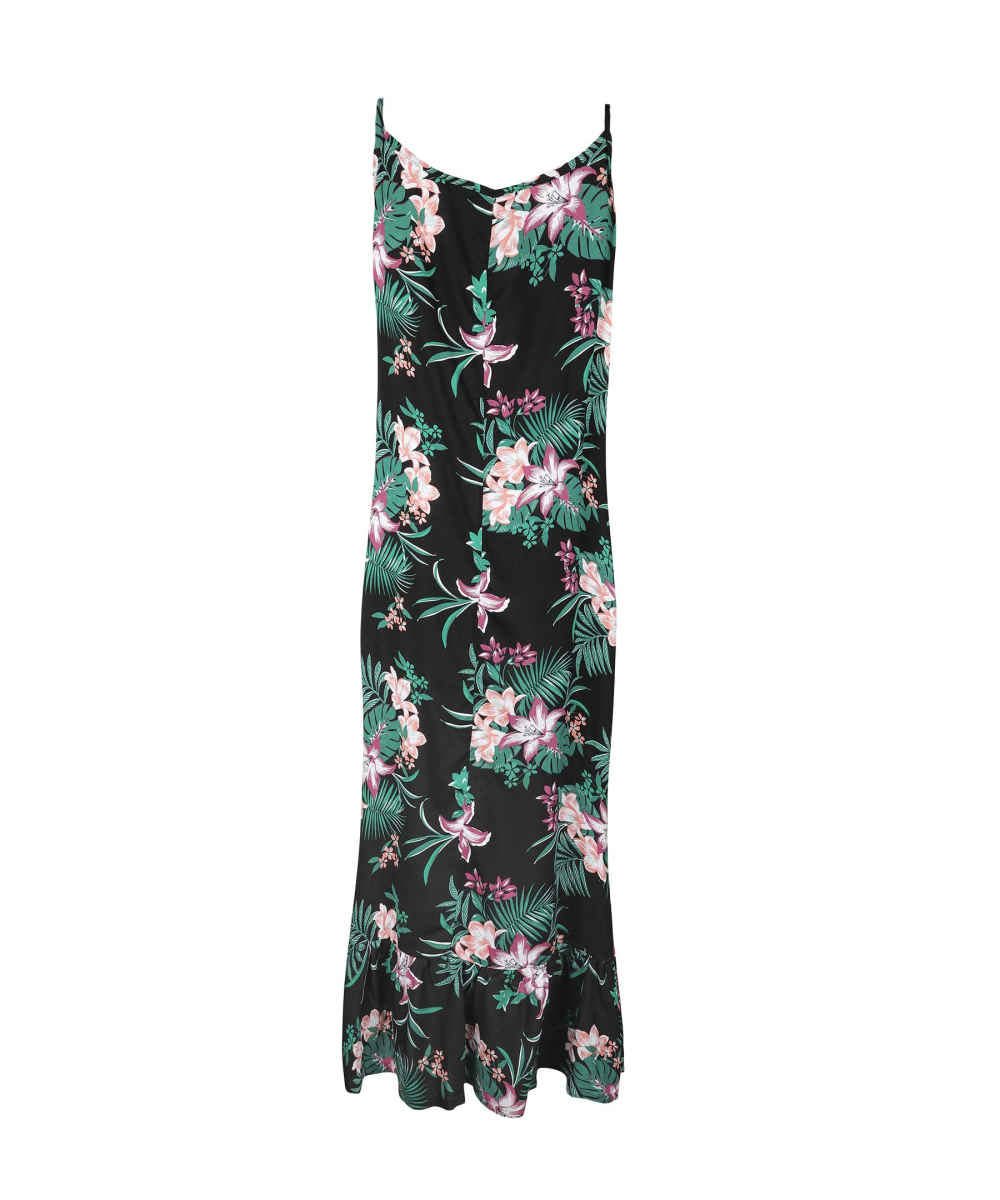 Damesmode Jurk Model Farimah – Zwart met Bloemen