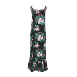 Damesmode Jurk Model Farimah – Zwart met Bloemen