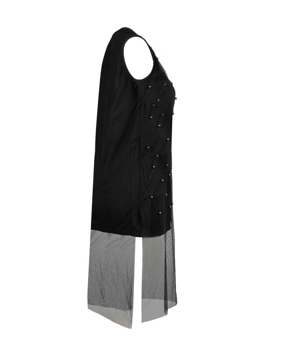 Damesmode Mouwloze Jurk met Parel Design – Zwart