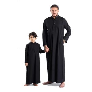 Zwarte Dishdasha Thawb voor Kinderen (Maat 38–44)