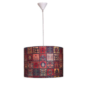 Stoffen Hanglamp met Fluwelen Trommel Lampenkap Termeh