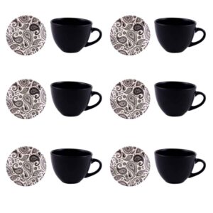 Perzische Theekop Set met Schotel – Paisley Keramiek Design (12 stuks)