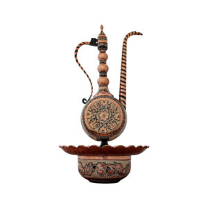 Decoratieve Perzische koperen Aftabeh & wasbekken set