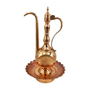 Decoratieve Perzische koperen Aftabeh met bekken – model Ilia