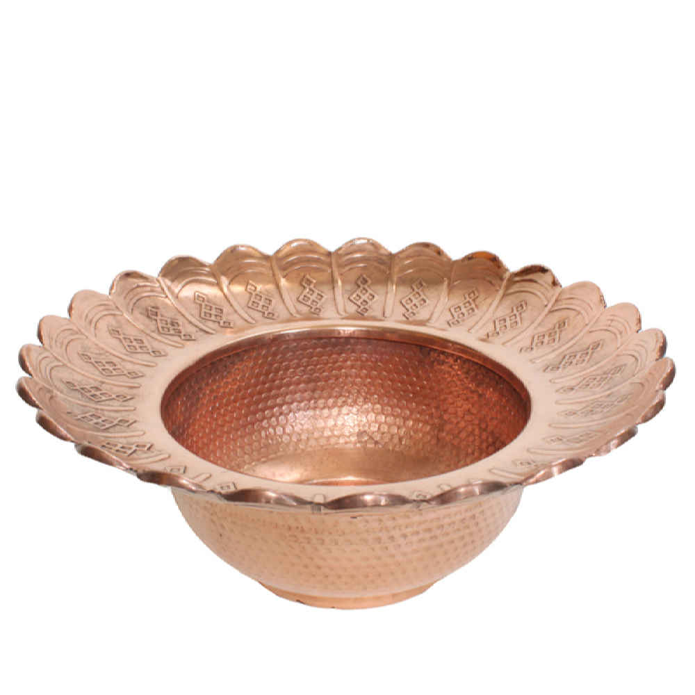Decoratieve Perzische koperen Aftabeh met bekken – model Toopi