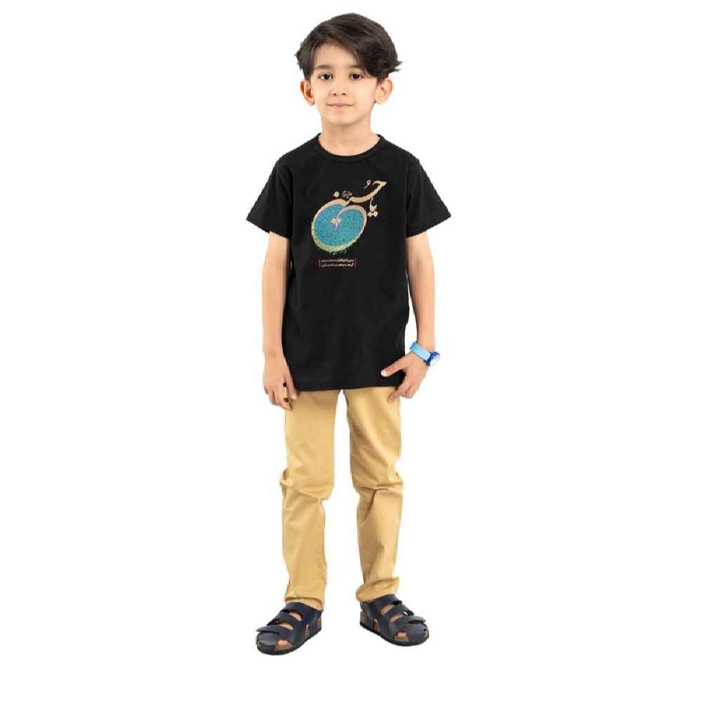 Islamitisch T-shirt voor Kinderen Zwart Ya Hussain Kalligrafie