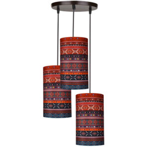 Stoffen Cluster Hanglamp met Fluwelen Cilinder Lampenkap Model Donya
