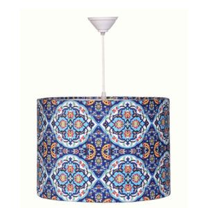 Stoffen Hanglamp met Fluwelen Trommel Lampenkap Kaashi