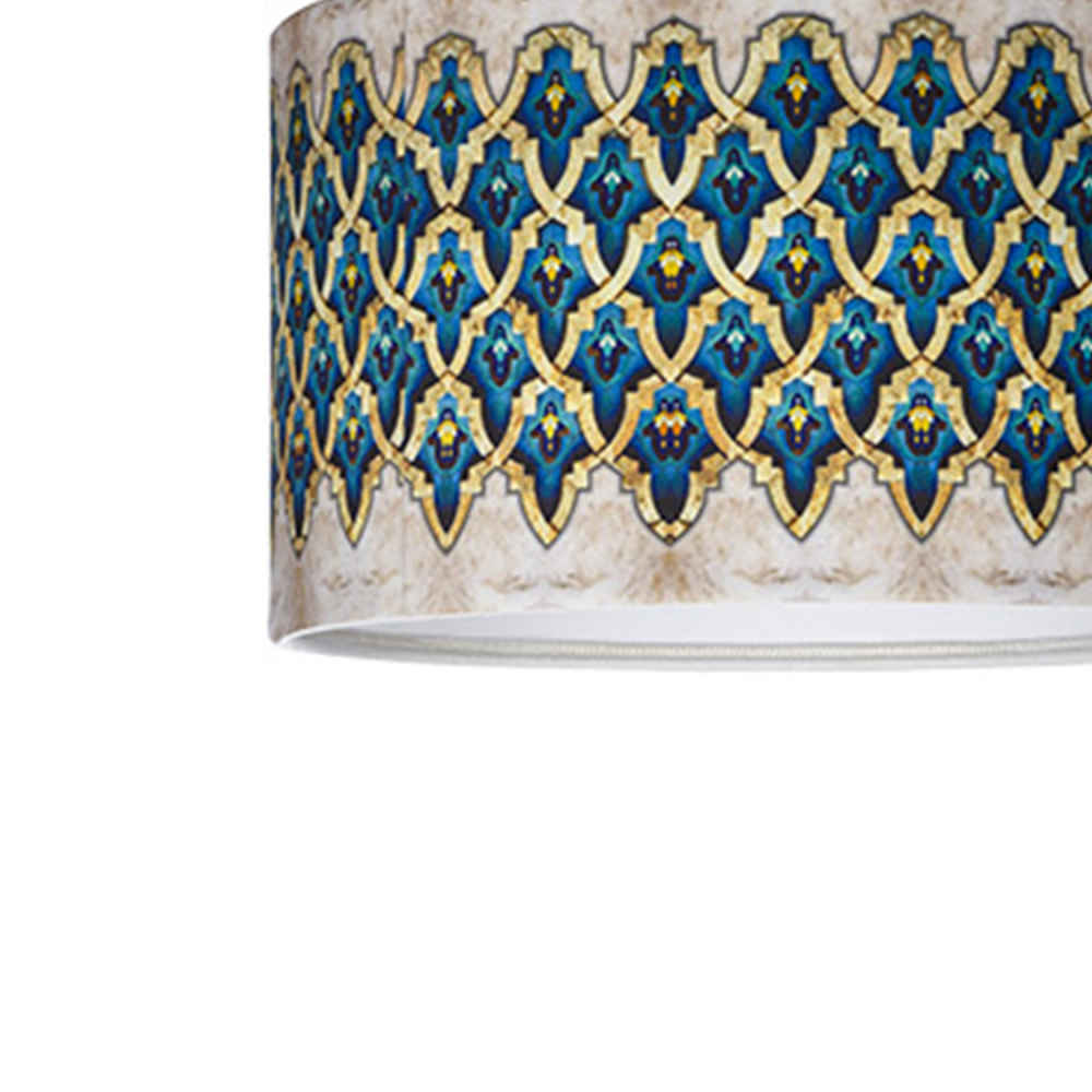 Stoffen Hanglamp met Fluwelen Trommel Lampenkap Sarvin