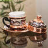 Perzische Espresso Kop met Schotel – Minakari Emaille Koper II