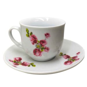 Perzische Theekop Set met Schotel – Blossom Porselein Design (12 stuks)