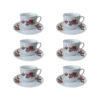 Perzische Theekop Set met Schotel – Gol Sorkhi Porselein Design (12 stuks)