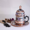Perzische Espresso Kop met Schotel – Minakari Emaille & Koper