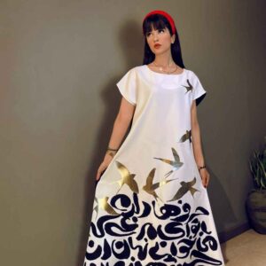 Damesmode Jurk Model Harf ha – Vogel & Kalligrafie