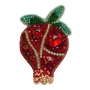 Vrouwelijke Geborduurde Broche Speld – Granaatappel Ontwerp