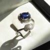 Blauwe Robijn Verlovingsring Zilver Kabood