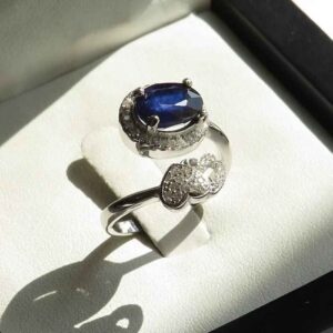 Blauwe Robijn Verlovingsring Zilver Kabood