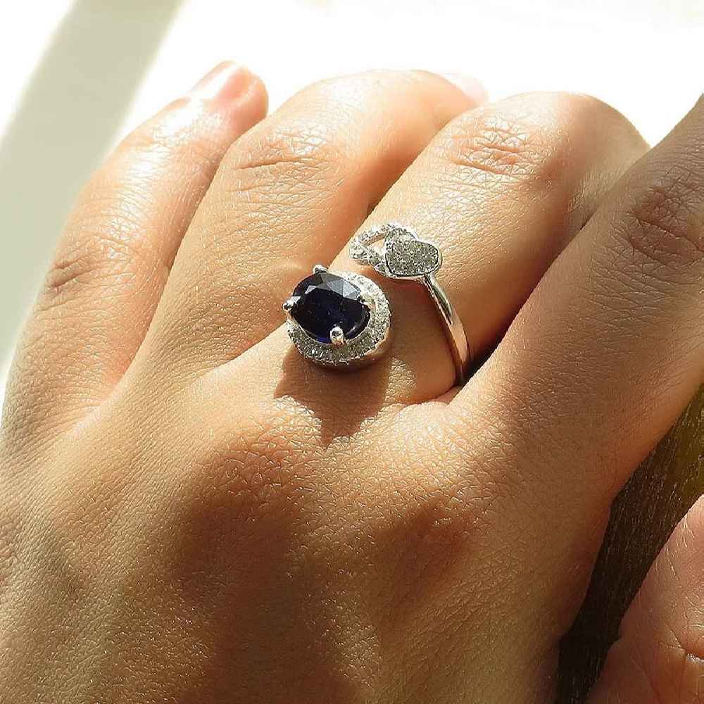 Blauwe Robijn Verlovingsring Zilver Kabood