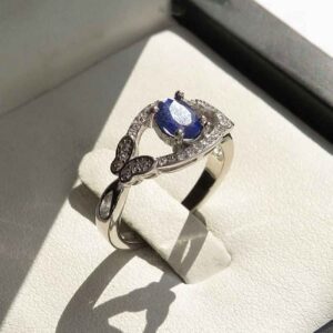 Blauwe Robijn Verlovingsring Zilver Kamand