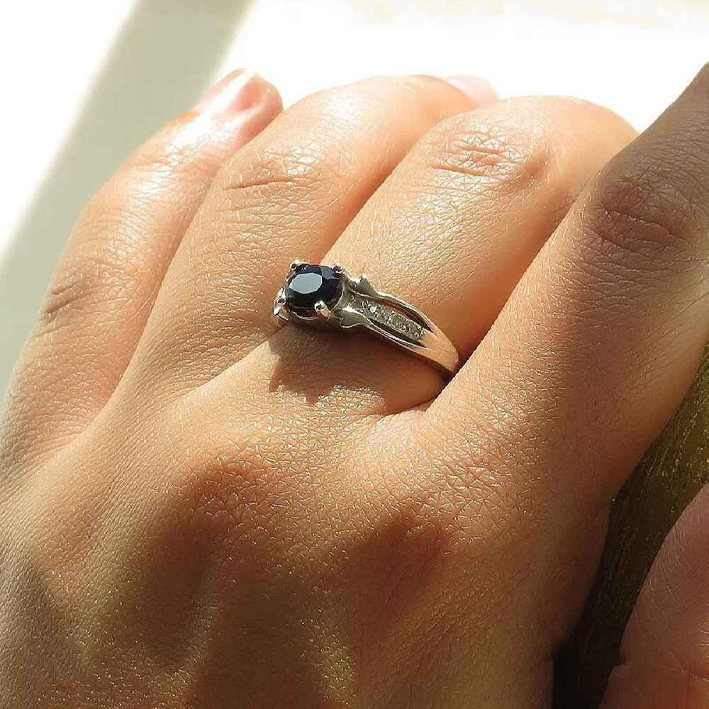 Blauwe Robijn Verlovingsring Zilver Kiana