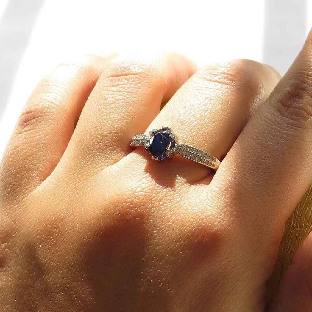 Blauwe Robijn Verlovingsring Zilver Tabasom