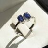 Blauwe Robijn Verlovingsring Zilver Twins