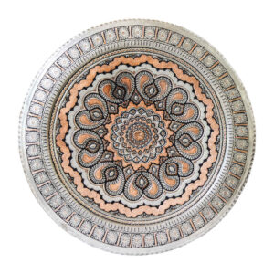 Decoratieve Koperen Dienblad Handgegraveerd met Perzisch Ambachtelijk Paisley