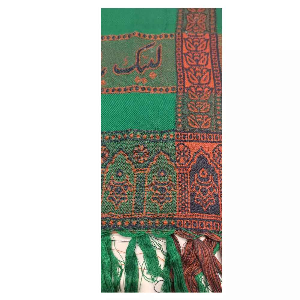 Islamitische Groene Kasjmir Sjaal voor Mannen – Labbaik ya Hussain