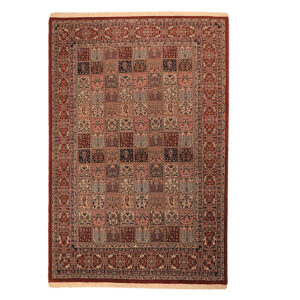 Handgeknoopt Perzisch Birjand Arghavan Tapijt (Bakhtiari Garden Panel) – Rode Wol