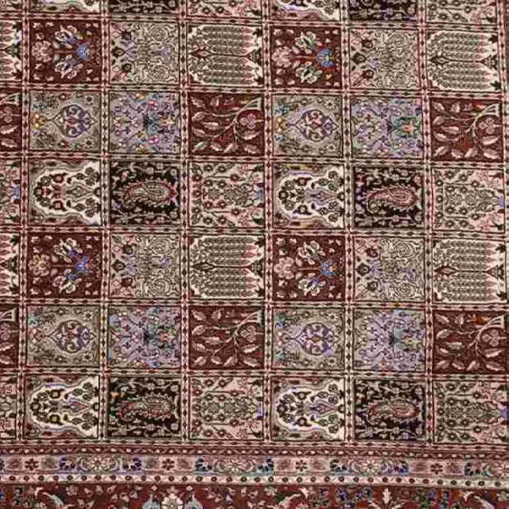 Handgeknoopt Perzisch Birjand Kheshti Tapijt (Bakhtiari Garden Panel) – Grijze Wol