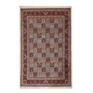 Handgeknoopt Perzisch Birjand Kheshti Tapijt (Bakhtiari Garden Panel) – Grijze Wol