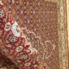 Handgeknoopt Perzisch Birjand Riz Mahi Tapijt (Mahi / Herati Patroon) - Rode Zijde & Wol