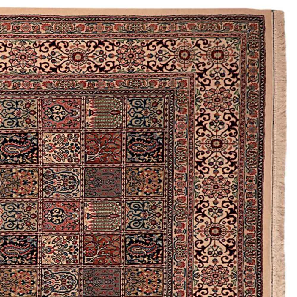 Handgeknoopt Perzisch Birjand Nour Tapijt (Bakhtiari Garden Khesti) – Bruine Wol