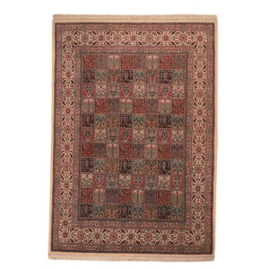 Handgeknoopt Perzisch Birjand Nour Tapijt (Bakhtiari Garden Khesti) – Bruine Wol